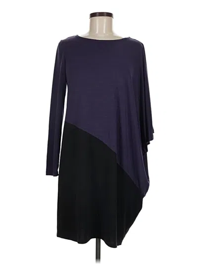 Pre-owned Oleg Cassini Long Sleeve Top Purple Boatneck Tops