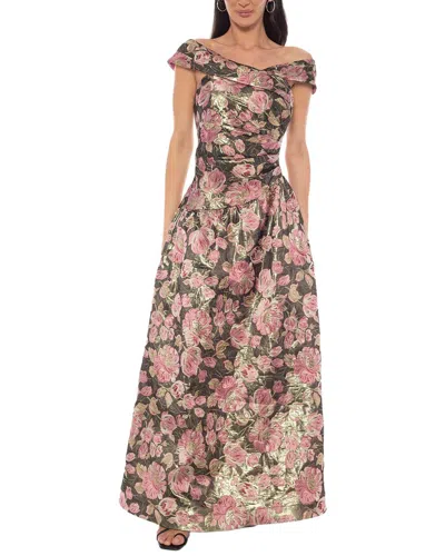 Oleg Cassini Maxi Dress In Brown