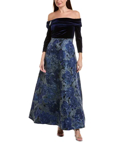 Oleg Cassini Maxi Dress In Blue