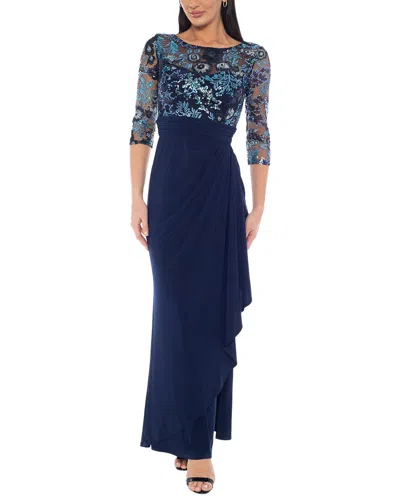 Oleg Cassini Maxi Dress In Navy