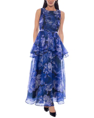 Oleg Cassini Maxi Dress In Navy Multi