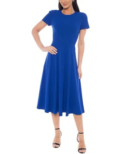 Oleg Cassini Crepe A-line Dress In Blue