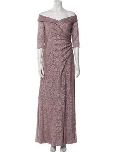 Pre-owned Oleg Cassini Off-the-shoulder Long Dress In Purple