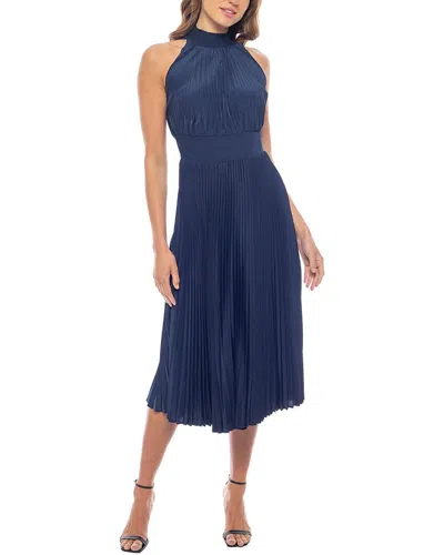 Oleg Cassini Pleated Midi Dress In Multi