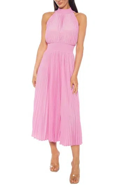 Oleg Cassini Pleated Midi Dress In Pink