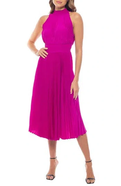Oleg Cassini Pleated Midi Dress In Pink