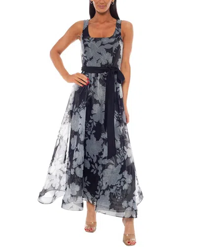 Oleg Cassini Printed Maxi Dress In Black