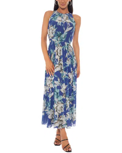 Oleg Cassini Printed Maxi Dress In Blue