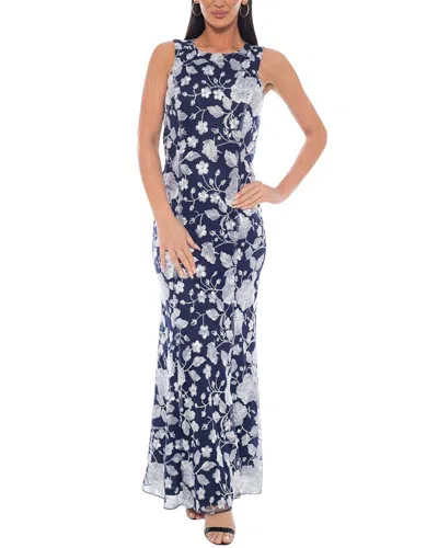 Oleg Cassini Floral Embroidery Sleeveless Midi Dress In Multi