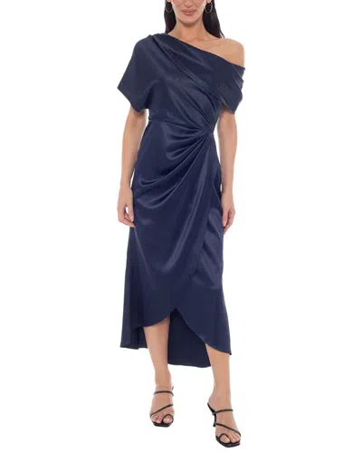 Oleg Cassini Satin Dress In Navy