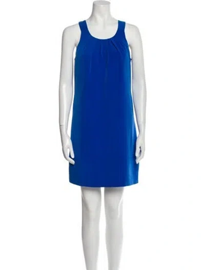 Pre-owned Oleg Cassini Scoop Neck Mini Dress In Blue