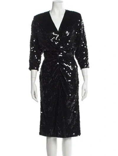 Pre-owned Oleg Cassini Sequin Knee-length Dress In Black