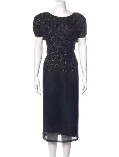 Pre-owned Oleg Cassini Silk Midi Length Dress In Blue