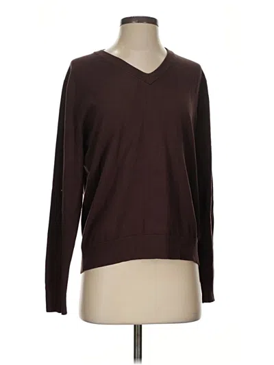 Pre-owned Oleg Cassini Silk Pullover Sweater In Brown
