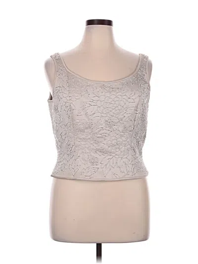 Pre-owned Oleg Cassini Sleeveless Top Silver Scoop Neck Tops