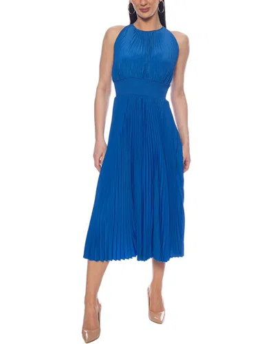 Oleg Cassini Smocked Midi Dress In Blue