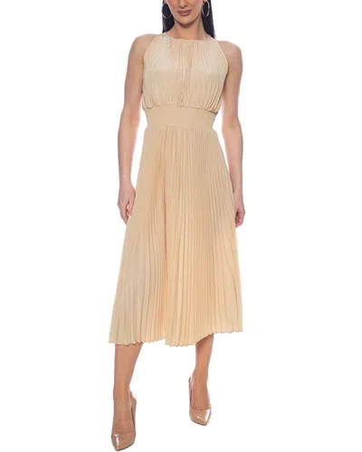 Oleg Cassini Smocked Midi Dress In Neutral