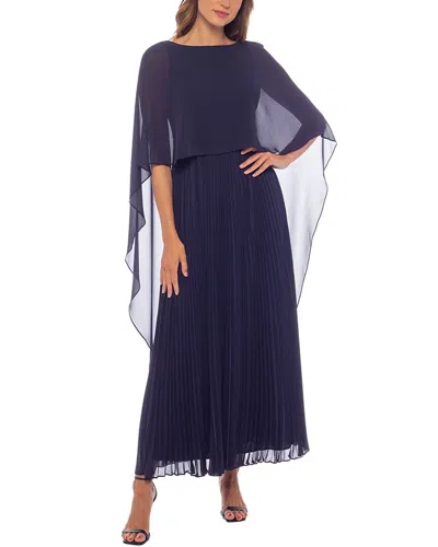 Oleg Cassini Solid Maxi Dress In Blue