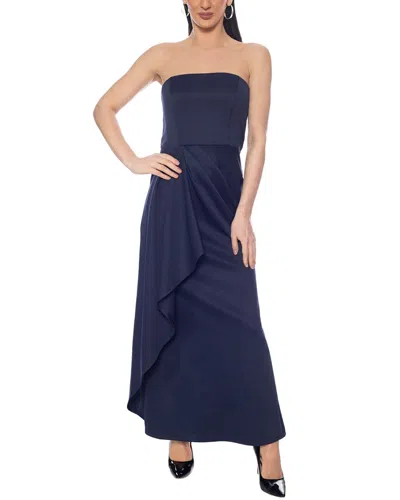 Oleg Cassini Solid Maxi Dress In Blue