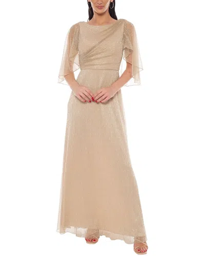 Oleg Cassini Solid Maxi Dress In Gold