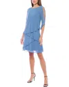 Oleg Cassini Solid Mini Dress In Blue