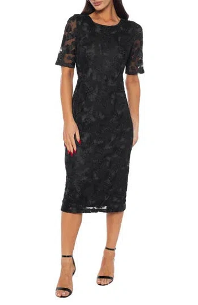 Oleg Cassini Soutache Lace Sheath Dress In Black