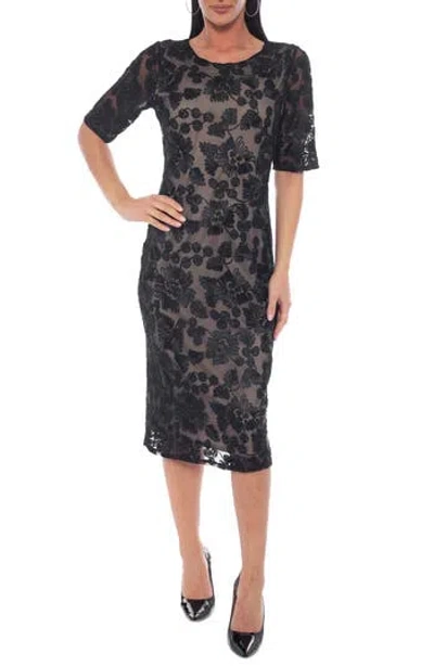 Oleg Cassini Soutache Lace Sheath Dress In Black