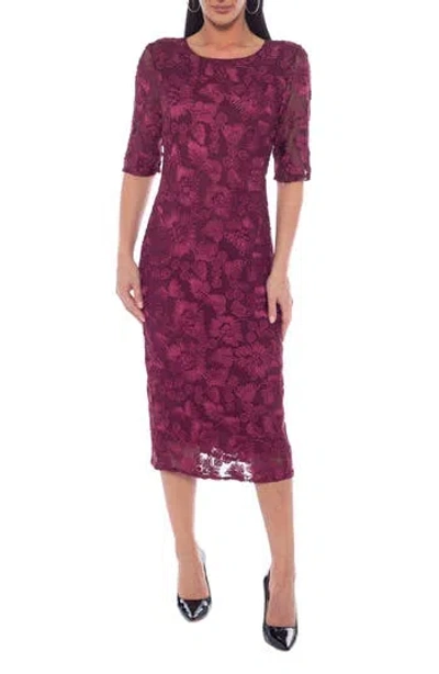 Oleg Cassini Soutache Lace Sheath Dress In Purple