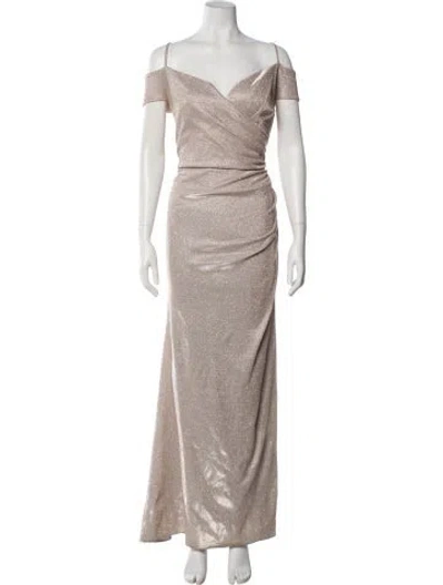Pre-owned Oleg Cassini Square Neckline Long Dress In Neutral