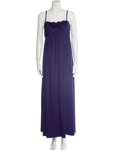 Pre-owned Oleg Cassini Square Neckline Long Dress In Purple