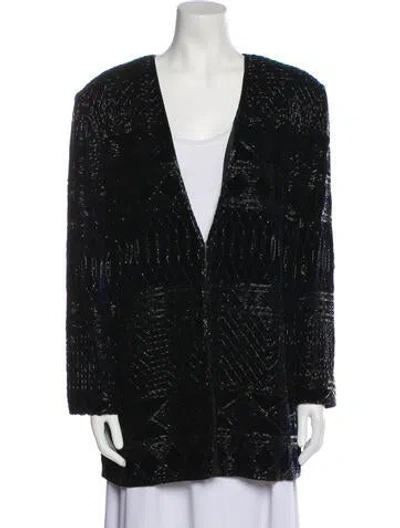 Pre-owned Oleg Cassini Vintage 1980's Evening Jacket In Blue