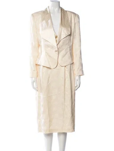 Pre-owned Oleg Cassini Vintage 1980's Skirt Suit In Neutrals