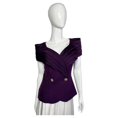 Pre-owned Oleg Cassini Vintage Evening Top, 1980s In Gray