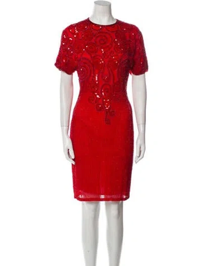 Pre-owned Oleg Cassini Vintage Knee-length Dress In Red
