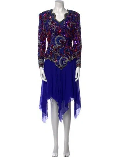 Pre-owned Oleg Cassini Vintage Long Dress In Blue