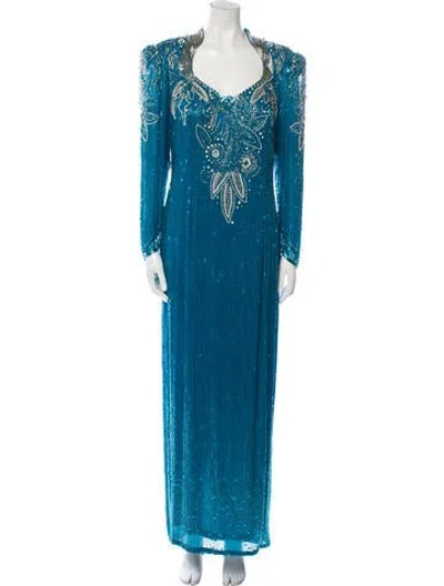 Pre-owned Oleg Cassini Vintage Long Dress In Blue