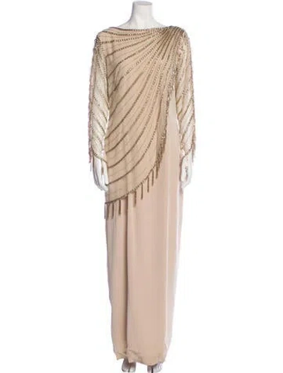 Pre-owned Oleg Cassini Vintage Long Dress In Neutral