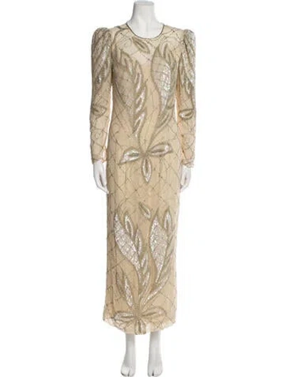 Pre-owned Oleg Cassini Vintage Long Dress In Neutral
