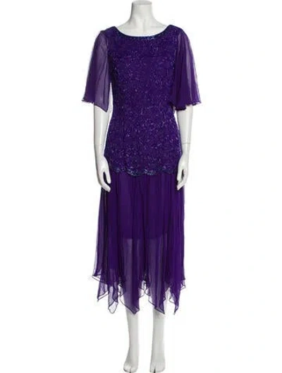 Pre-owned Oleg Cassini Vintage Long Dress In Purple