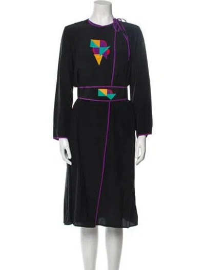 Pre-owned Oleg Cassini Vintage Midi Length Dress In Black