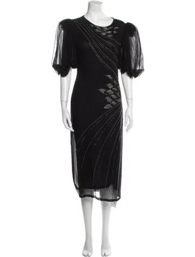 Pre-owned Oleg Cassini Vintage Midi Length Dress In Black