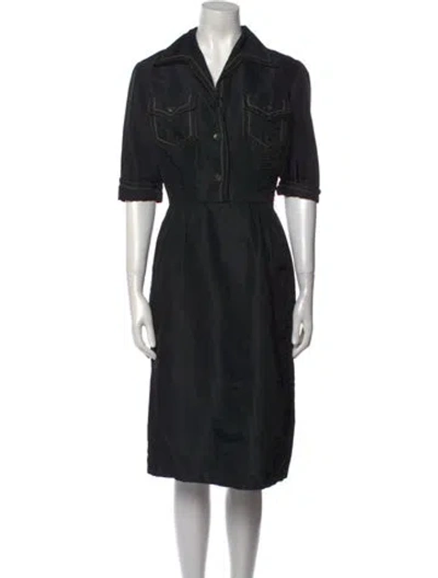 Pre-owned Oleg Cassini Vintage Midi Length Dress In Black