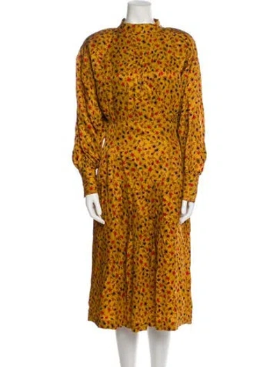 Pre-owned Oleg Cassini Vintage Midi Length Dress In Yellow