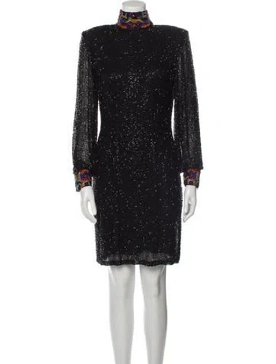 Pre-owned Oleg Cassini Vintage Mini Dress In Black