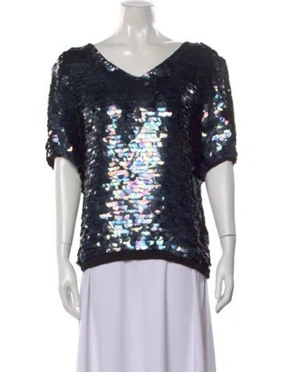 Pre-owned Oleg Cassini Vintage Sequin Top In Multi