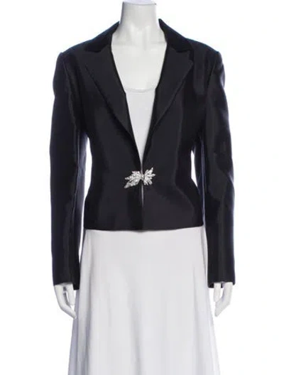 Pre-owned Oleg Cassini Wool Crystal Embellishments Set In Blue