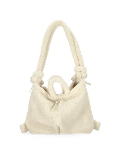 Olend Mini Ona Knot-detail Sherpa Shoulder Bag In White