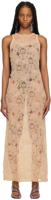 Olenich Beige Cutout Maxi Dress In Beige