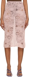 Olenich Pink Cutout Midi Skirt In Blush Pink