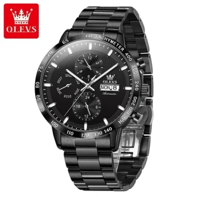 Pre-owned Olevs Entry Lux Men's Mechanical Watch Luminous Hands Day-date Automatic Watch In Black